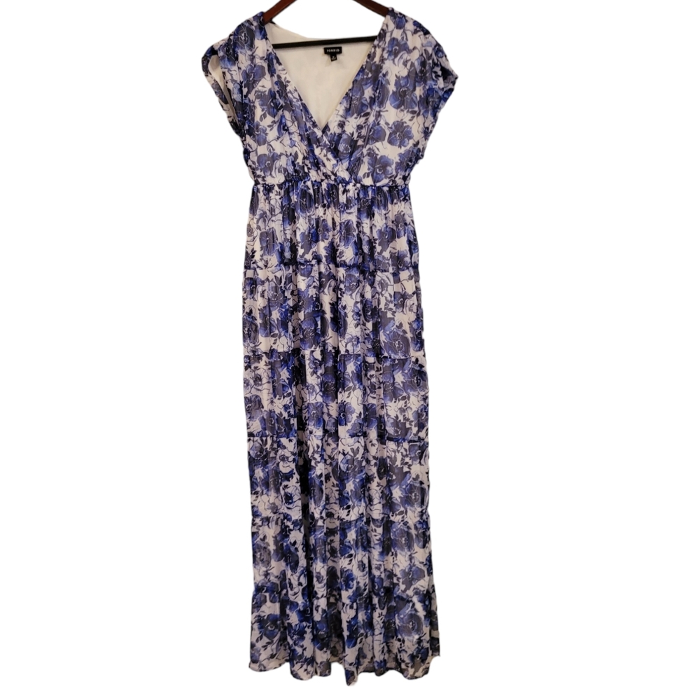 NWOT Torrid Women's Blue Floral Chiffon Short Sleeve Maxi Dress Large
